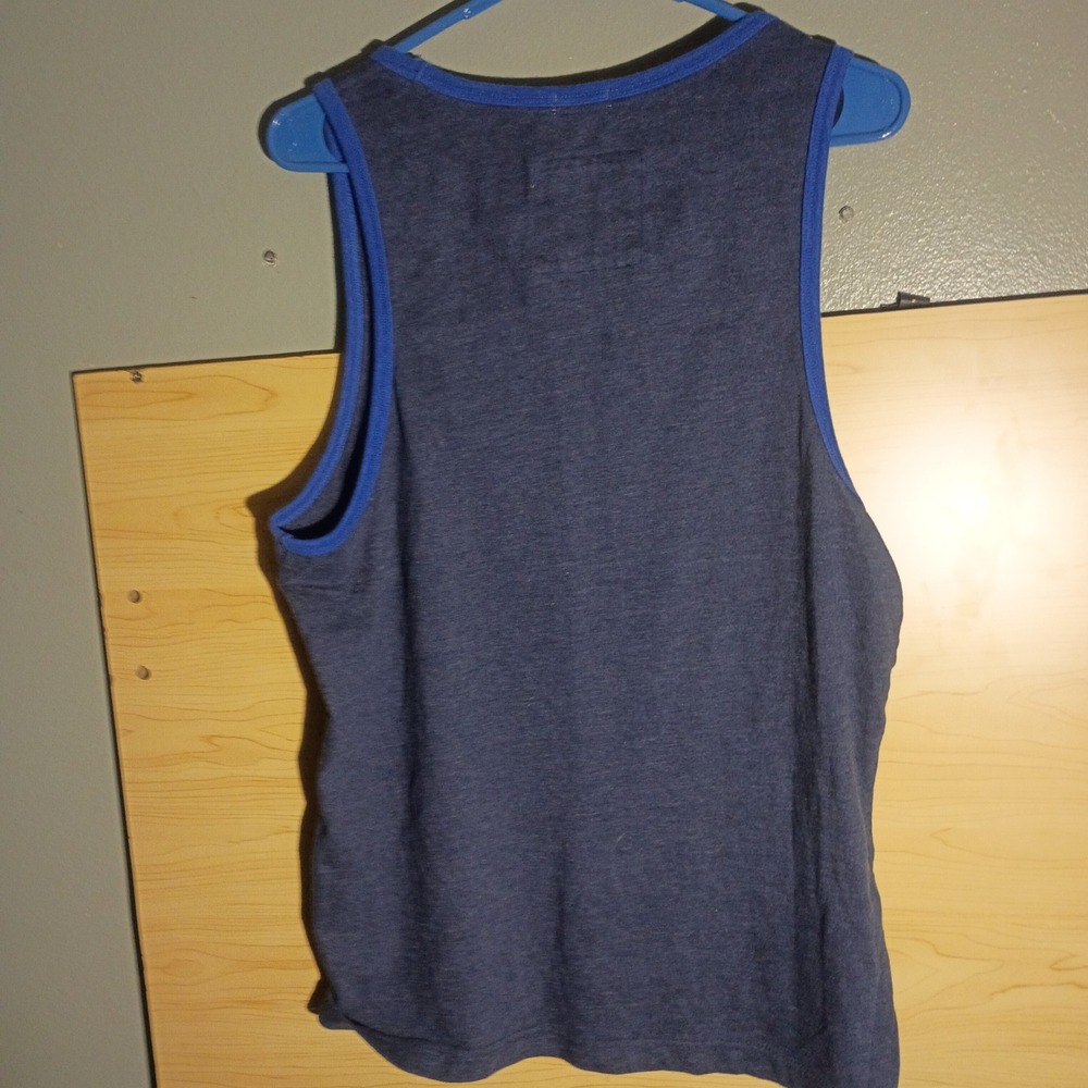 Abercrombie & Fitch Tank Top, Men Large Navy Blue Muscle Fit Sleeveless Logo